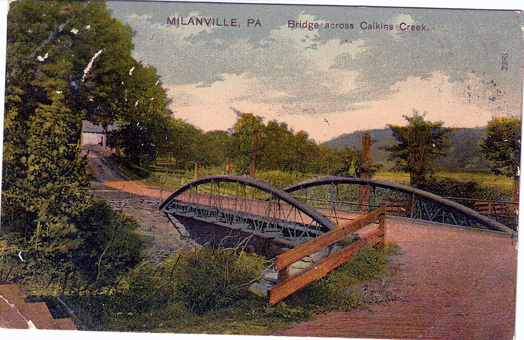 The bridge across Calkins Creek in Milanville, PA.